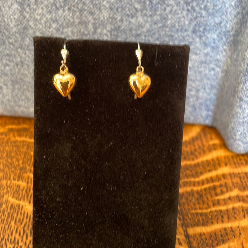 Two tone silver heart earrings